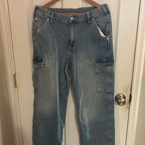 Gap cargo jeans baggy straight leg loose mid rise high rise